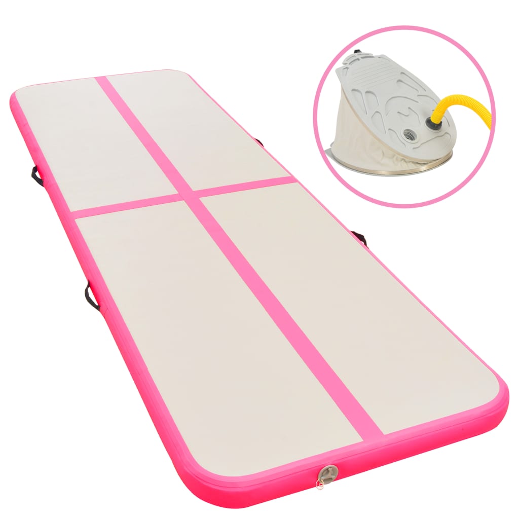 vidaXL Inflatable Gymnastics Mat with Pump 600x100x10 cm PVC Pink