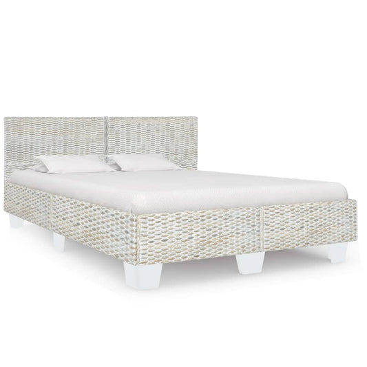 vidaXL Bed Frame Grey Natural Rattan 160x200 cm