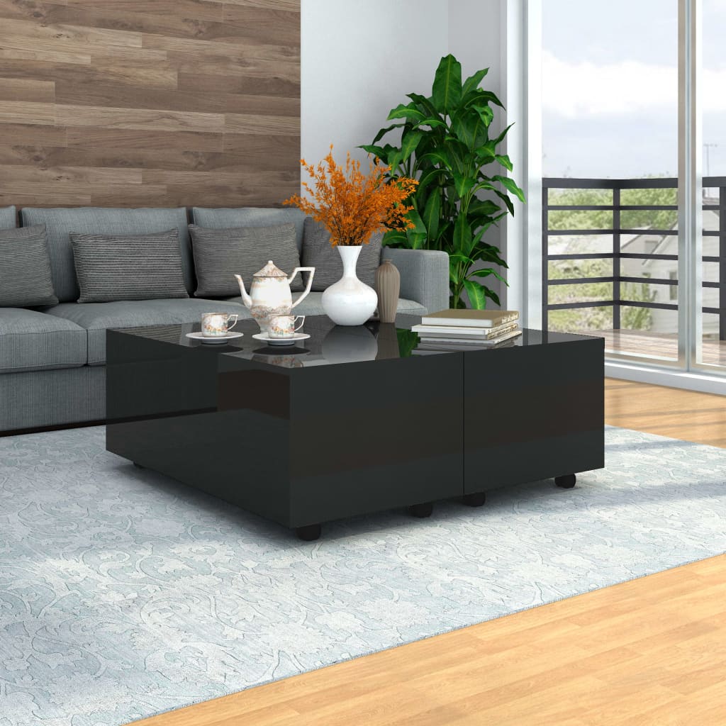 vidaXL Coffee Table High Gloss Black 100x100x35 cm