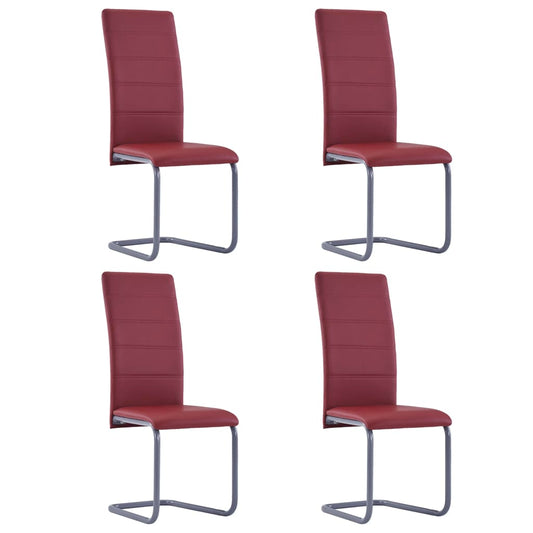 vidaXL Cantilever Dining Chairs 4 pcs Red Faux Leather