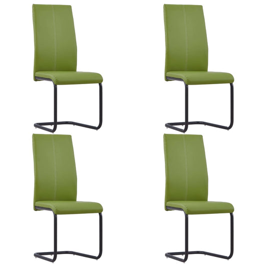 vidaXL Cantilever Dining Chairs 4 pcs Green Faux Leather