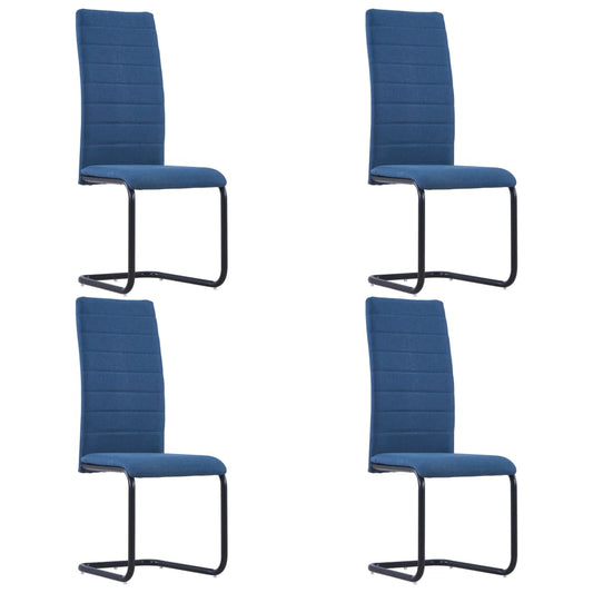 vidaXL Cantilever Dining Chairs 4 pcs Blue Fabric