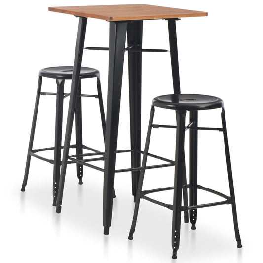 vidaXL 3 Piece Bar Set Steel Black