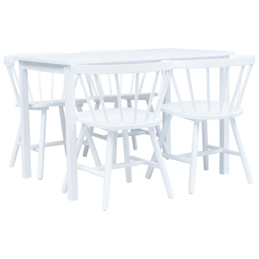 vidaXL 5 Piece Dining Set Solid Rubber Wood White
