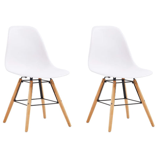vidaXL Dining Chairs 2 pcs White Plastic