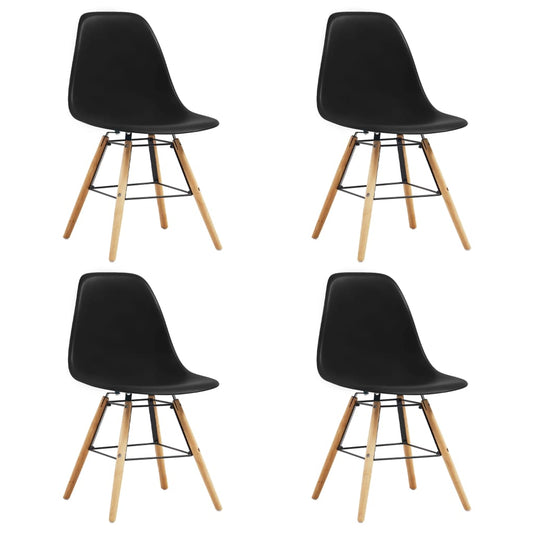 vidaXL Dining Chairs 4 pcs Black Plastic