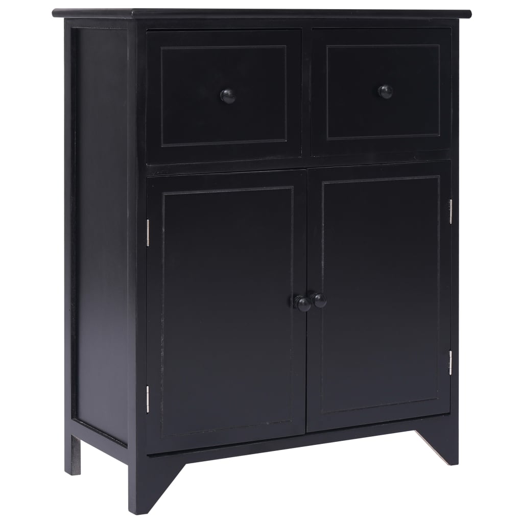 vidaXL Side Cabinet Black 60x30x75 cm Paulownia Wood