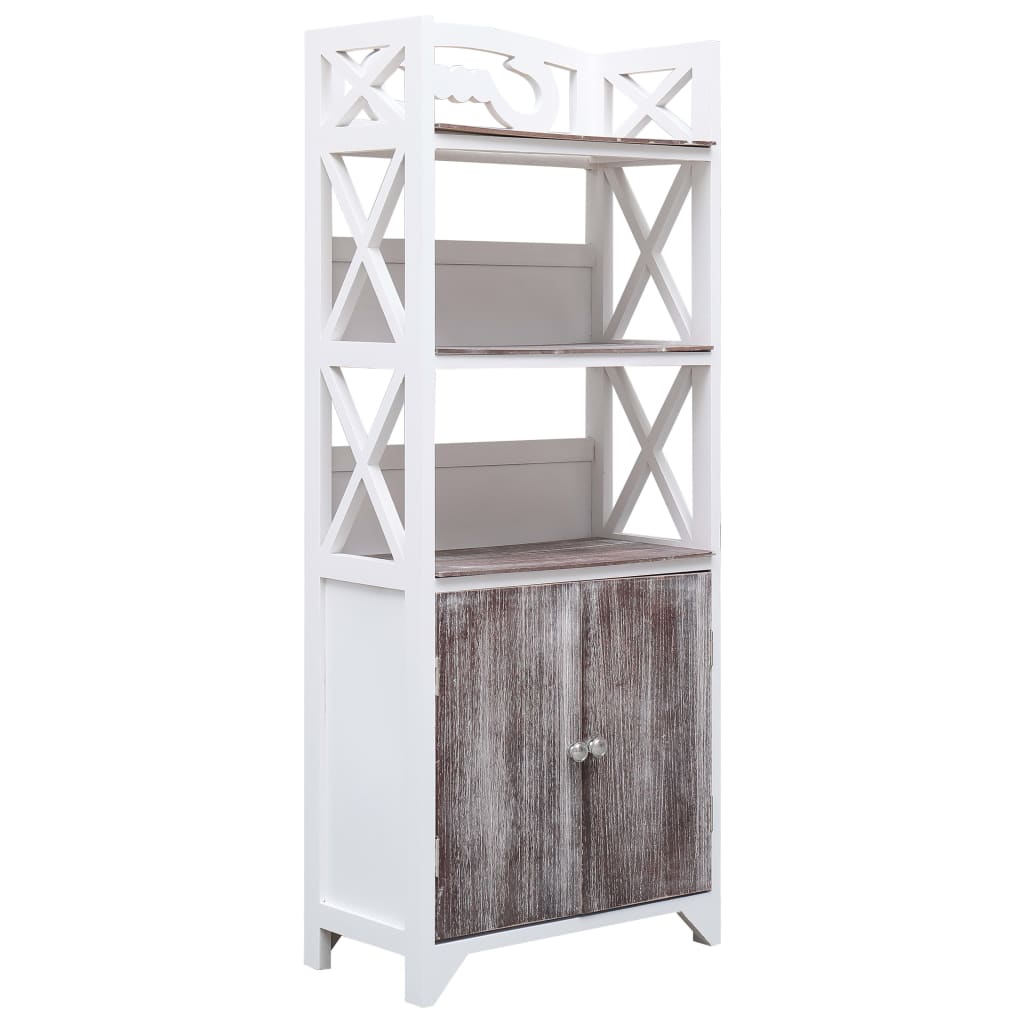 vidaXL Bathroom Cabinet White and Brown 46x24x116 cm Paulownia Wood