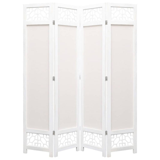 vidaXL 4-Panel Room Divider Cream 140x165 cm Fabric