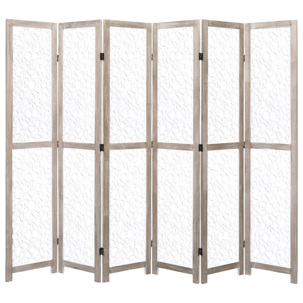 vidaXL 6-Panel Room Divider White 210x165 cm Solid Wood