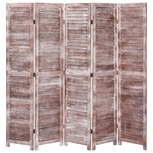 vidaXL 5-Panel Room Divider Brown 175x165 cm Wood