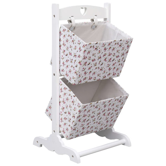 vidaXL 2-Layer Basket Rack Flower 35x35x72 cm Wood