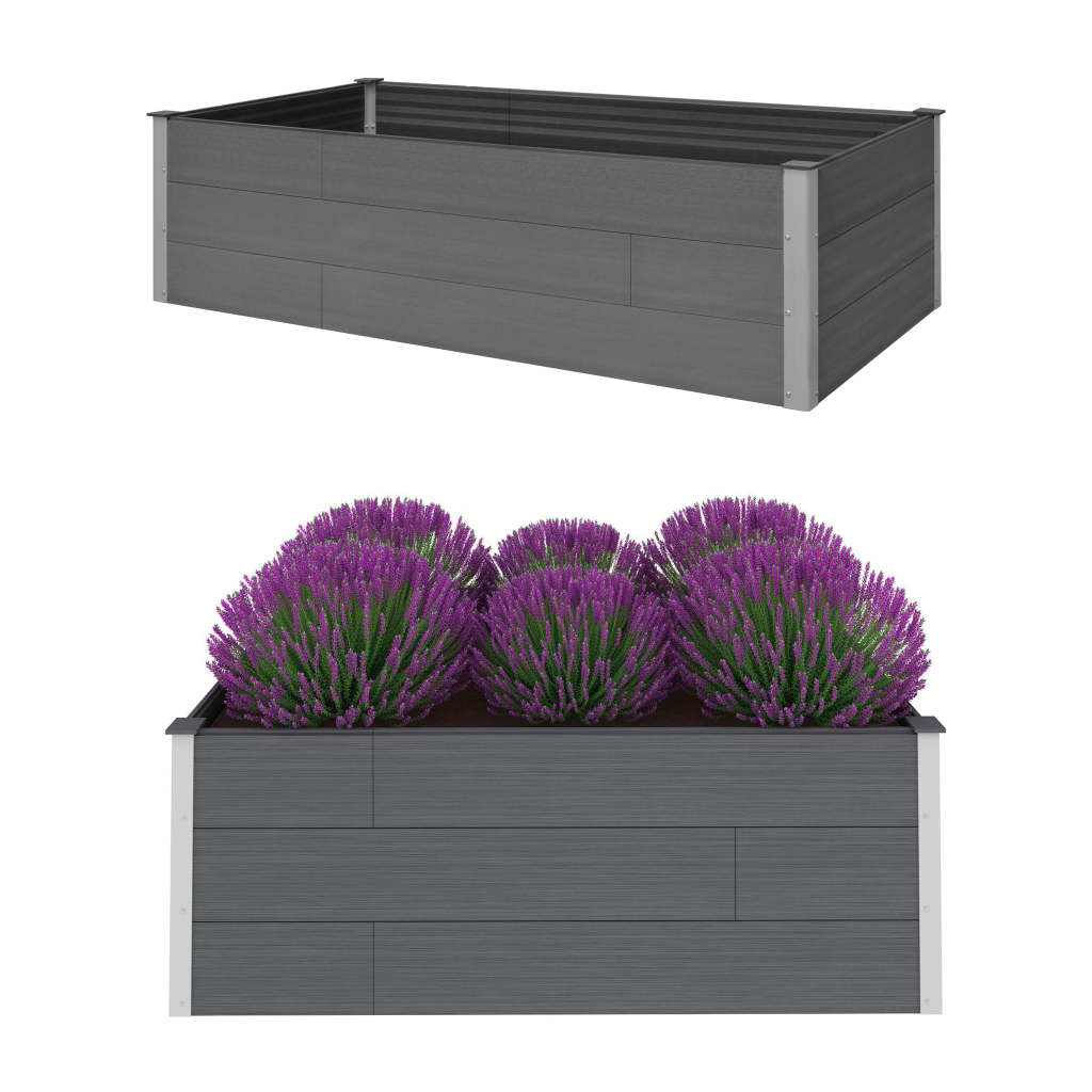 vidaXL Garden Raised Bed Grey 200x100x54 cm WPC