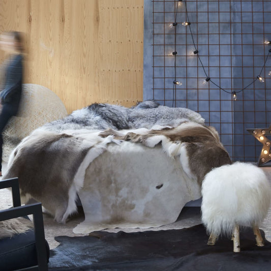 vidaXL Real Cow Hide Rug Brown and White 150x170 cm