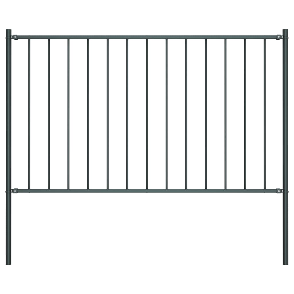 vidaXL Fence Panel with Posts Powder-coated Steel 1.7x0.75 m Anthracite