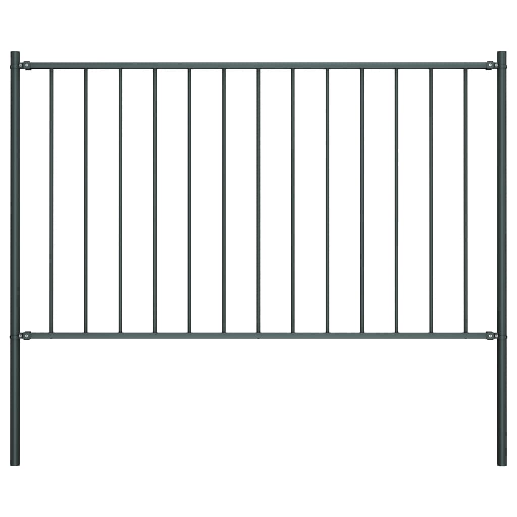 vidaXL Fence Panel with Posts Powder-coated Steel 1.7x1.25 m Anthracite