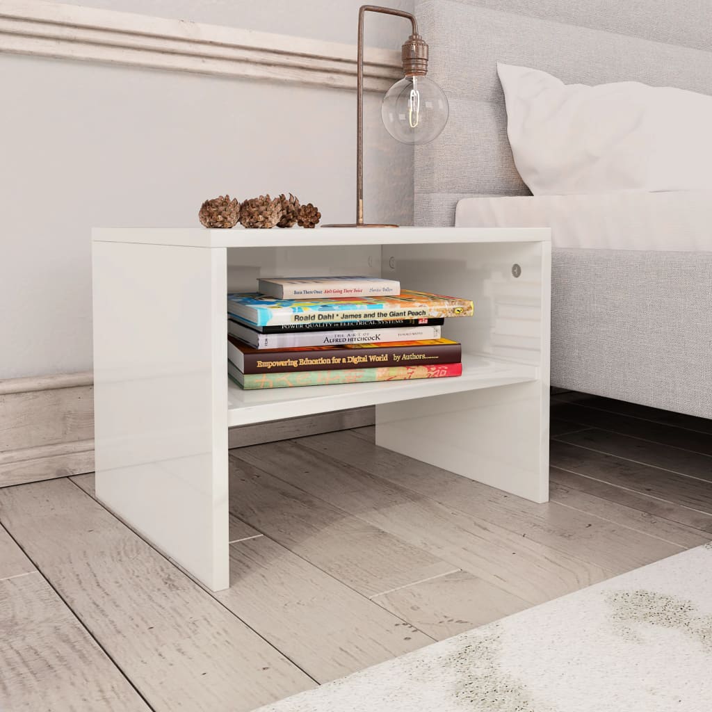 vidaXL Bedside Cabinet High Gloss White 40x30x30 cm Engineered Wood