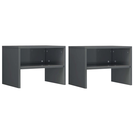 vidaXL Bedside Cabinets 2 pcs High Gloss Grey 40x30x30 cm Engineered Wood