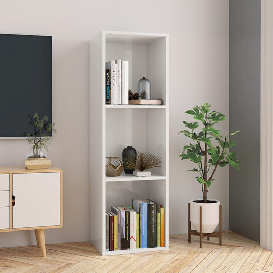 vidaXL Book Cabinet/TV Cabinet High Gloss White 36x30x114 cm Engineered Wood