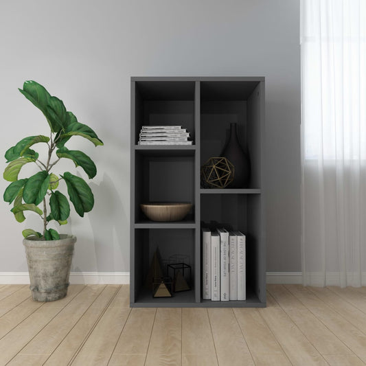 vidaXL Book Cabinet/Sideboard High Gloss Grey 50x25x80 cm Engineered Wood