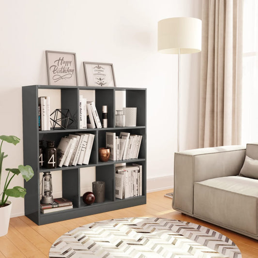 vidaXL Book Cabinet High Gloss Grey 97.5x29.5x100 cm Engineered Wood