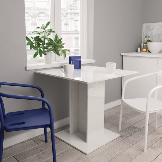 vidaXL Dining Table High Gloss White 80x80x75 cm Engineered Wood
