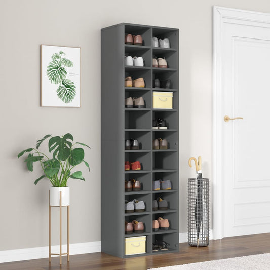 vidaXL Shoe Cabinet Grey 54x34x183 cm Engineered Wood