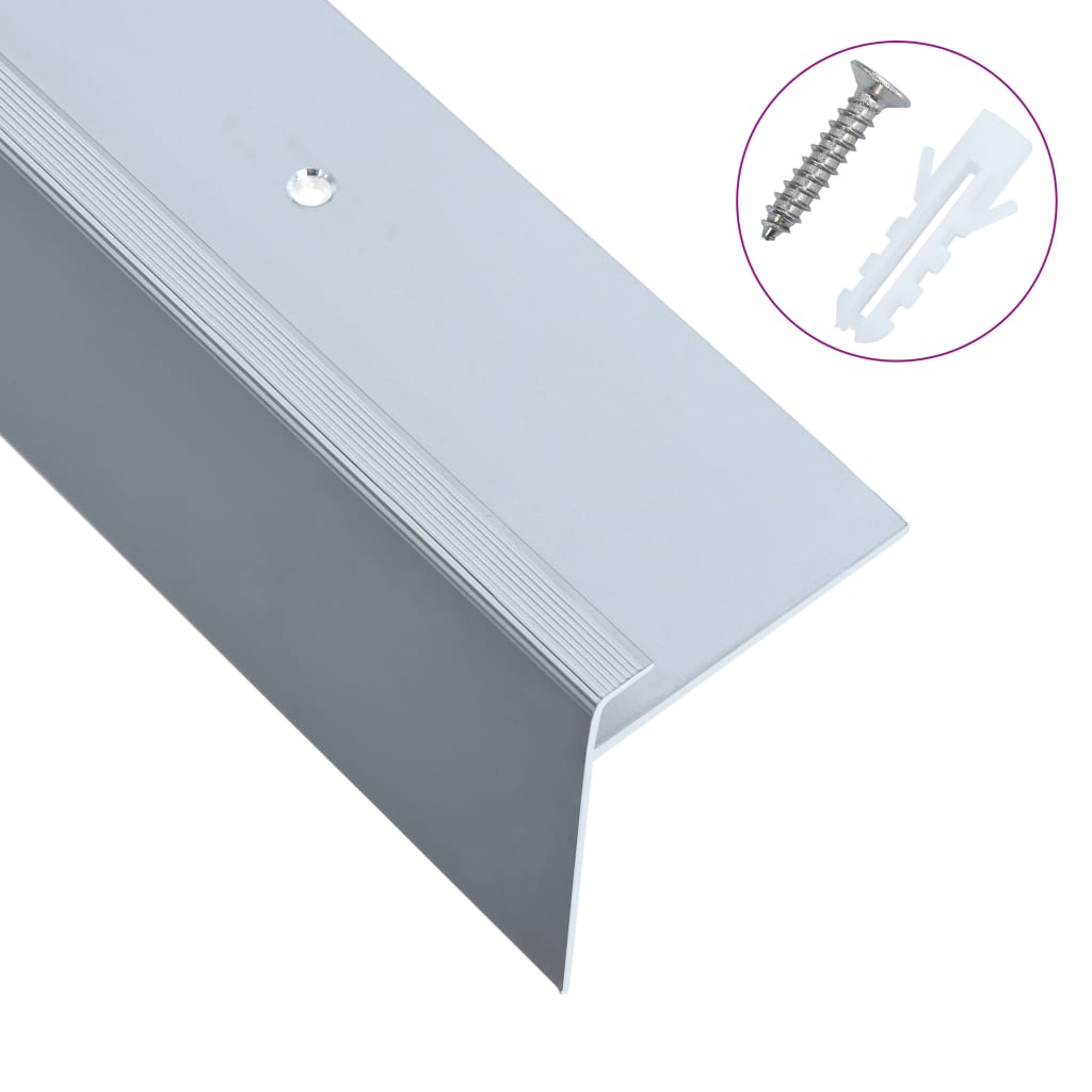 vidaXL F-shape Stair Nosings 15 pcs Aluminium 134 cm Silver