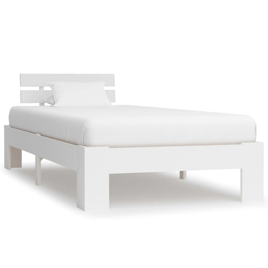 vidaXL Bed Frame White Solid Pine Wood 100x200 cm