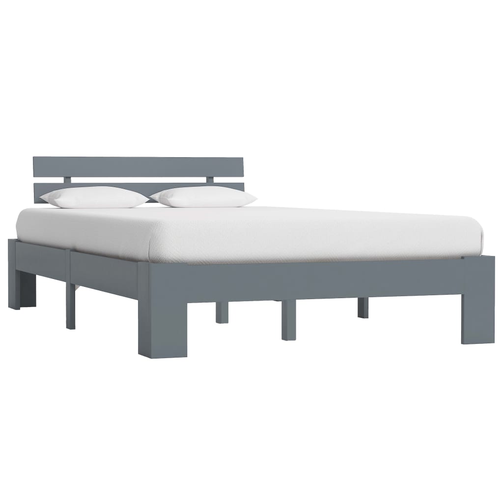 vidaXL Bed Frame Grey Solid Pine Wood 140x200 cm