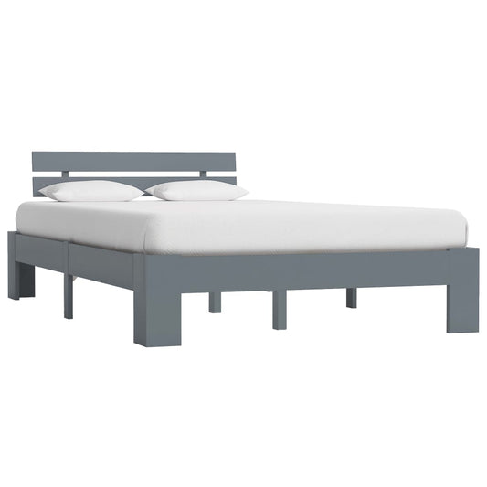 vidaXL Bed Frame Grey Solid Pine Wood 140x200 cm