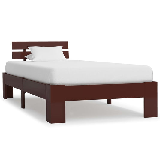 vidaXL Bed Frame Dark Brown Solid Pine Wood 90x200 cm