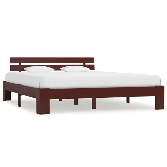 vidaXL Bed Frame Dark Brown Solid Pine Wood 160x200 cm