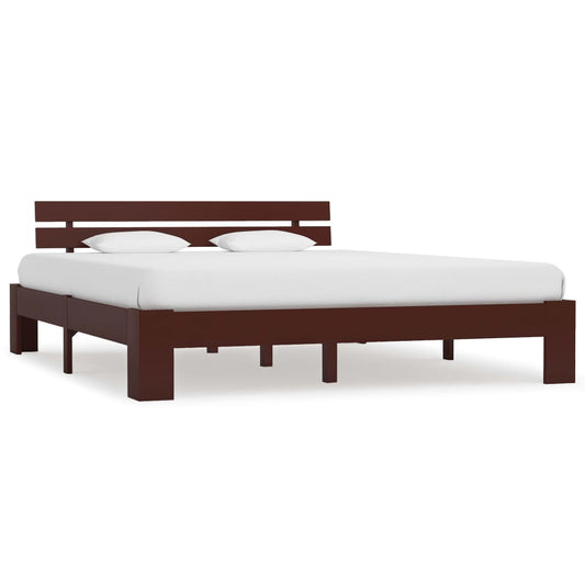 vidaXL Bed Frame Dark Brown Solid Pine Wood 180x200 cm 6FT Super King