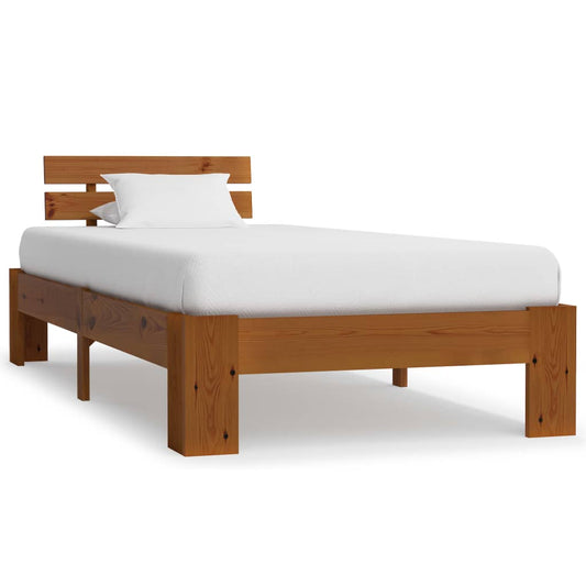 vidaXL Bed Frame Honey Brown Solid Pine Wood 100x200 cm