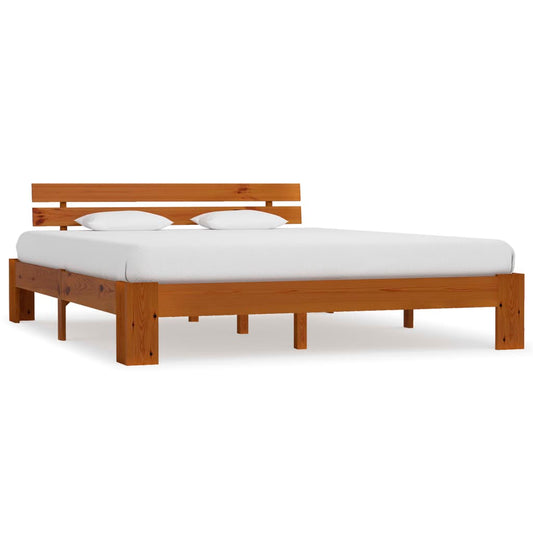 vidaXL Bed Frame Honey Brown Solid Pine Wood 180x200 cm 6FT Super King