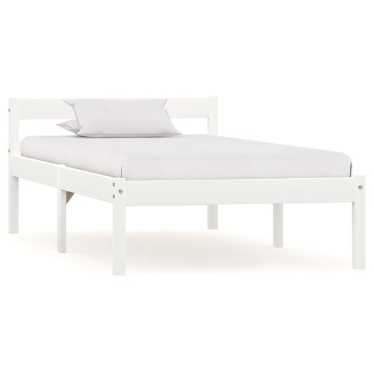 vidaXL Bed Frame White Solid Pine Wood 100x200 cm