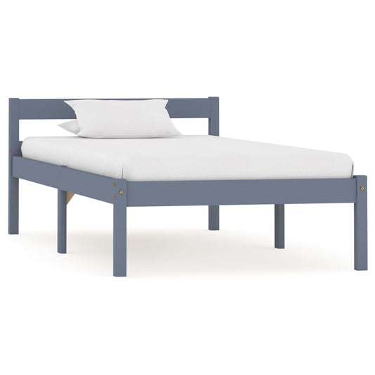 vidaXL Bed Frame Grey Solid Pine Wood 100x200 cm
