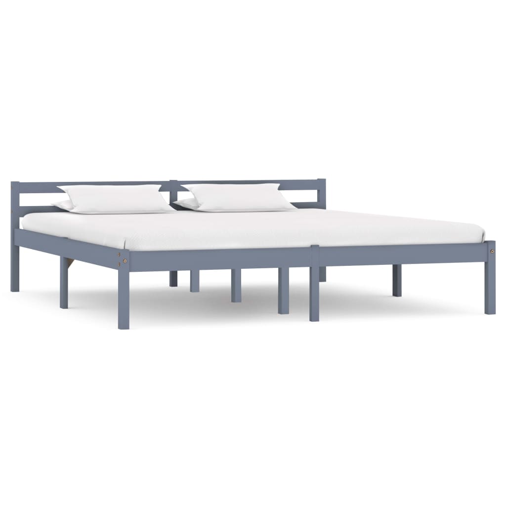 vidaXL Bed Frame Grey Solid Pine Wood 180x200 cm 6FT Super King