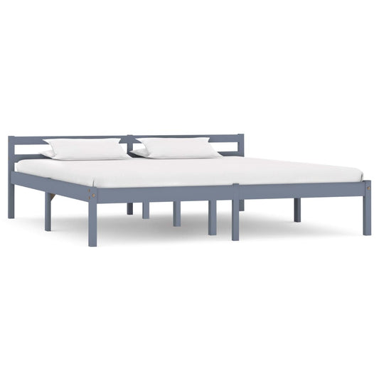 vidaXL Bed Frame Grey Solid Pine Wood 180x200 cm 6FT Super King
