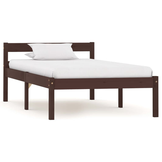 vidaXL Bed Frame Dark Brown Solid Pine Wood 100x200 cm