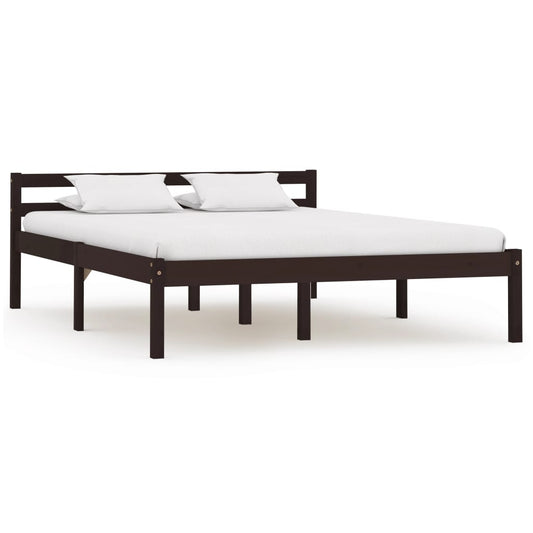 vidaXL Bed Frame Dark Brown Solid Pine Wood 140x200 cm