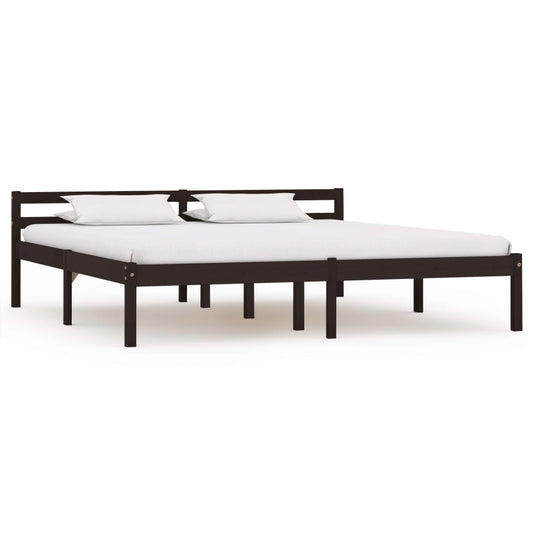 vidaXL Bed Frame Dark Brown Solid Pine Wood 160x200 cm