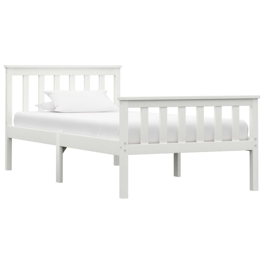 vidaXL Bed Frame White Solid Pinewood 100x200 cm