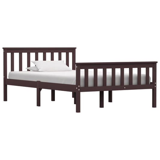 vidaXL Bed Frame Dark Brown Solid Pinewood 120x200 cm