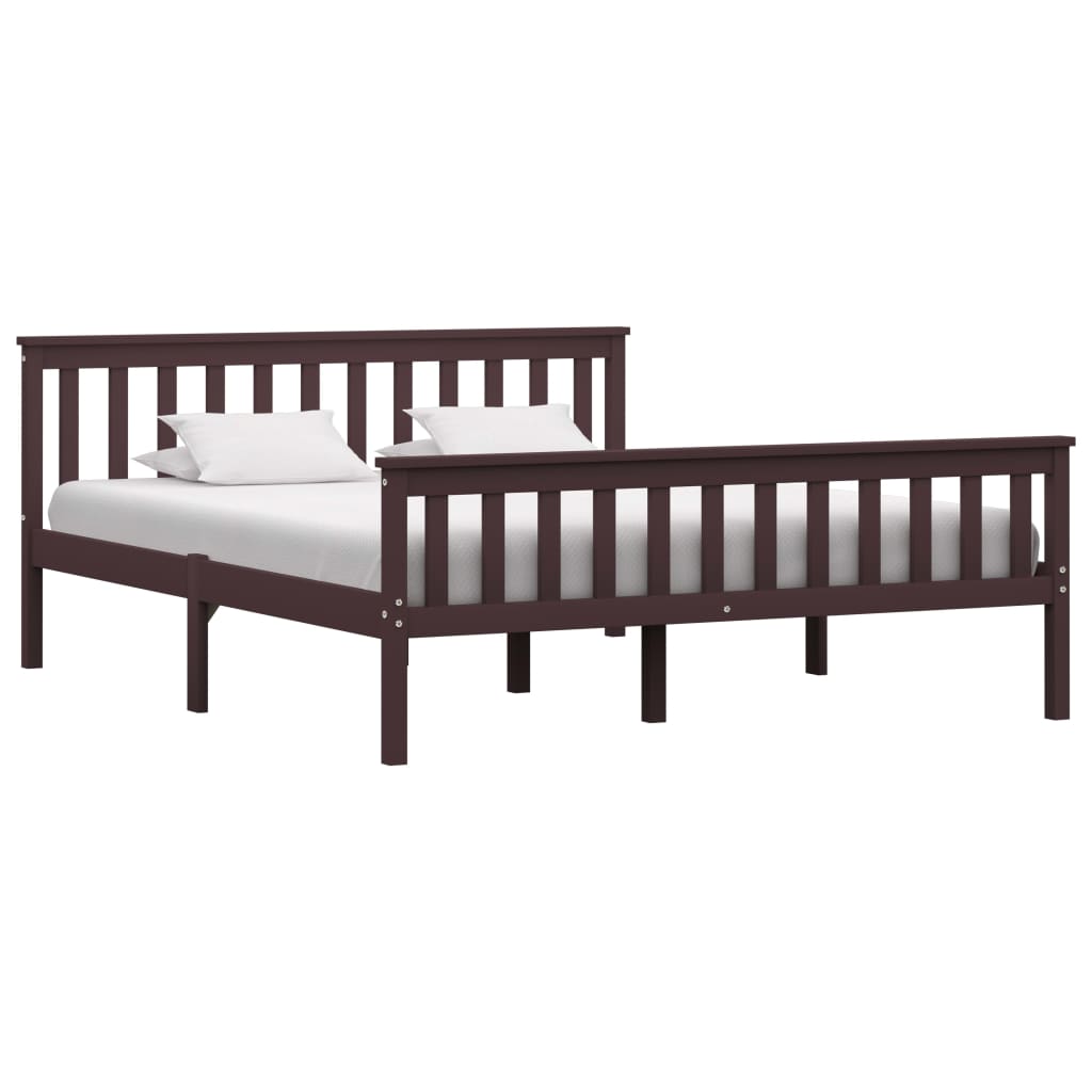 vidaXL Bed Frame Dark Brown Solid Pinewood 160x200 cm