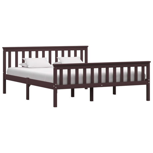 vidaXL Bed Frame Dark Brown Solid Pinewood 160x200 cm