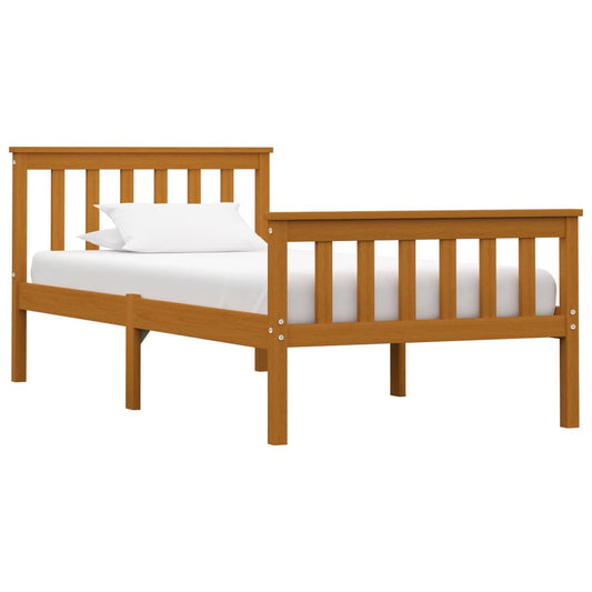 vidaXL Bed Frame Honey Brown Solid Pinewood 100x200 cm