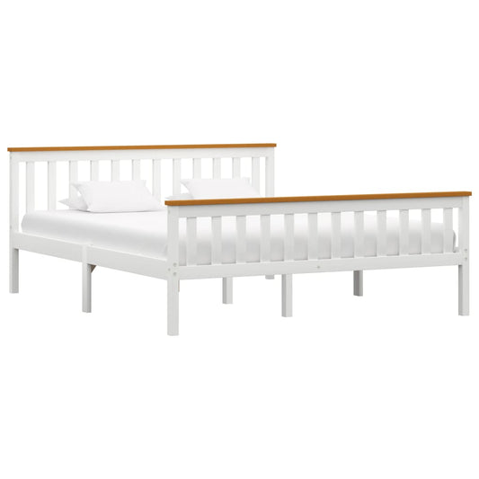 vidaXL Bed Frame White Solid Pinewood 150 x 200 cm