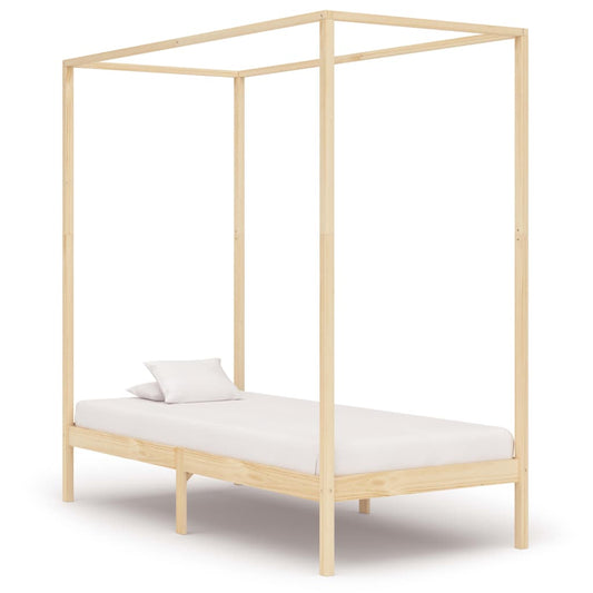 vidaXL Canopy Bed Frame Solid Pine Wood 100x200 cm